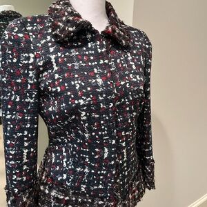 Carolina Herrera Black and Red Tweed Jacket